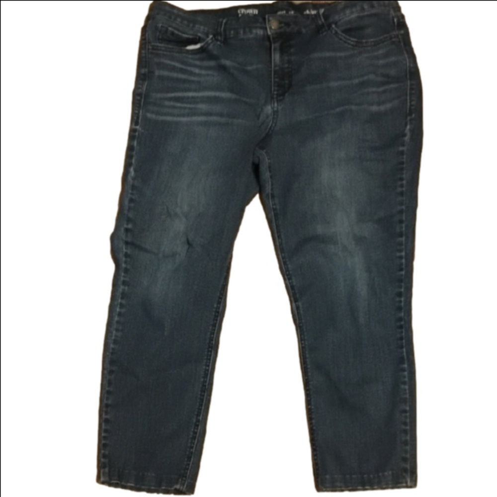 Crown & Ivy Women's Size 16 Dark Wash Straight Leg Skinny Ankle  Denim Jeans